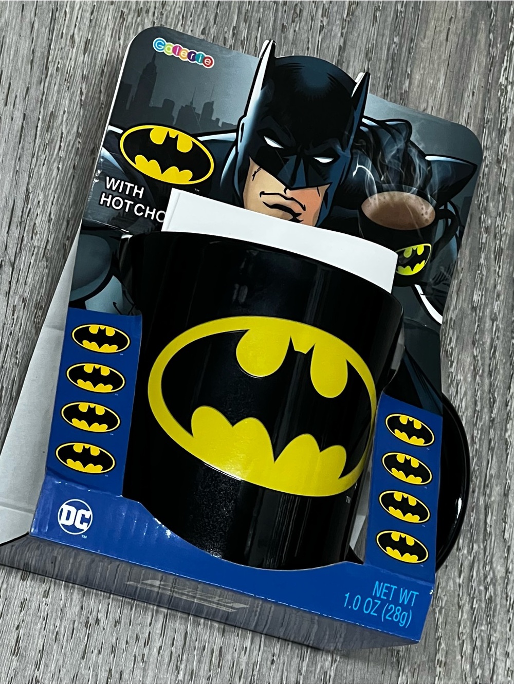 Batman DC Galleria Black Mug with Yellow Batman Emblem